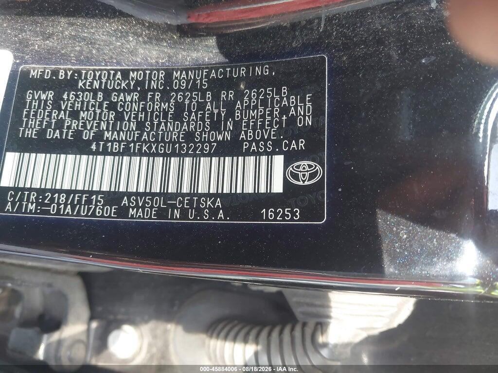 4T1BF1FKXGU132297 2016 TOYOTA CAMRY photo no. 9