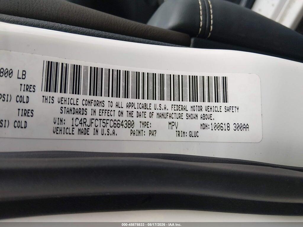 1C4RJFCT5FC664380 2015 JEEP GRAND CHEROKEE photo no. 9