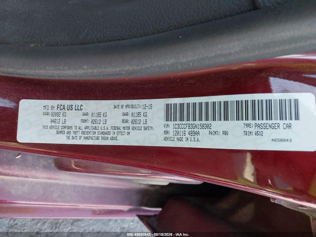 1C3CCCFB3GN158302 2016 CHRYSLER 200 photo no. 9