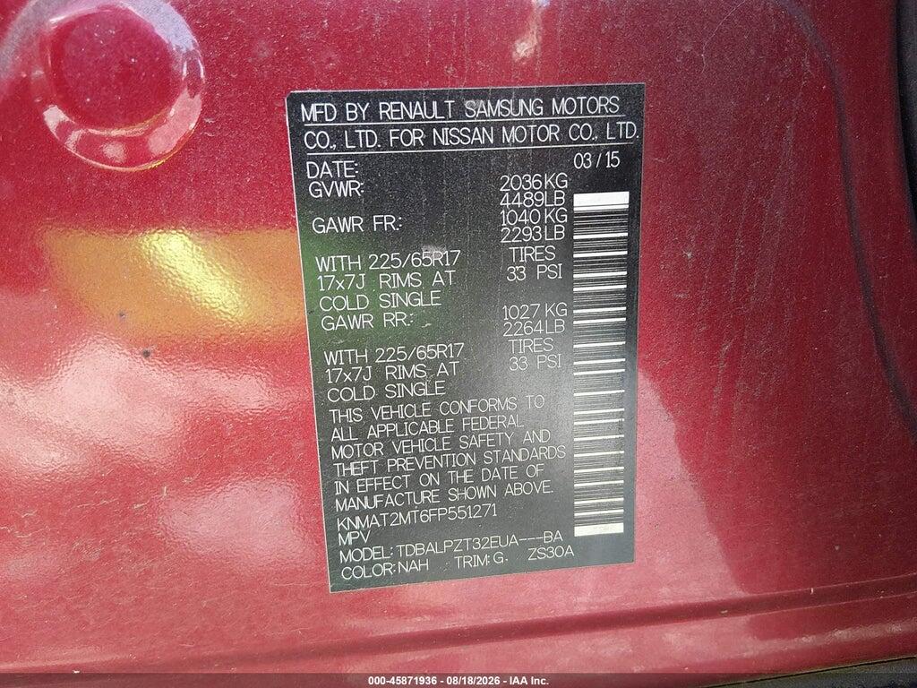 KNMAT2MT6FP551271 2015 NISSAN ROGUE photo no. 9