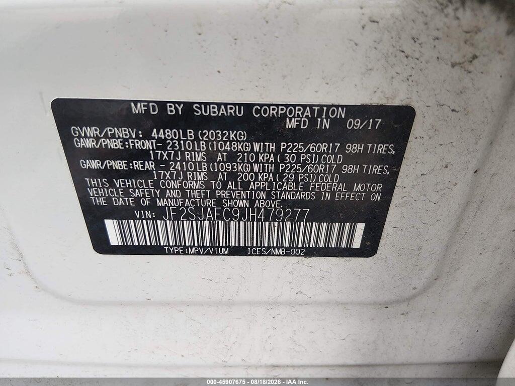 JF2SJAEC9JH479277 2018 SUBARU FORESTER photo no. 9