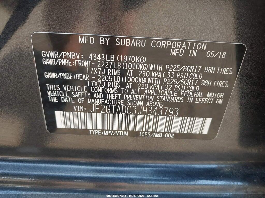 JF2GTADC3JH343793 2018 SUBARU CROSSTREK photo no. 9