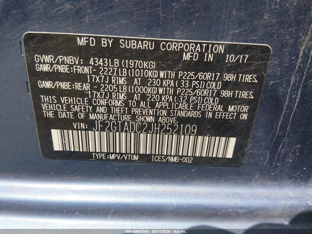 JF2GTADC2JH252109 2018 SUBARU CROSSTREK photo no. 9