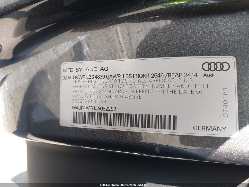 WAUP4AF51JA082292 2018 AUDI S5 photo no. 9
