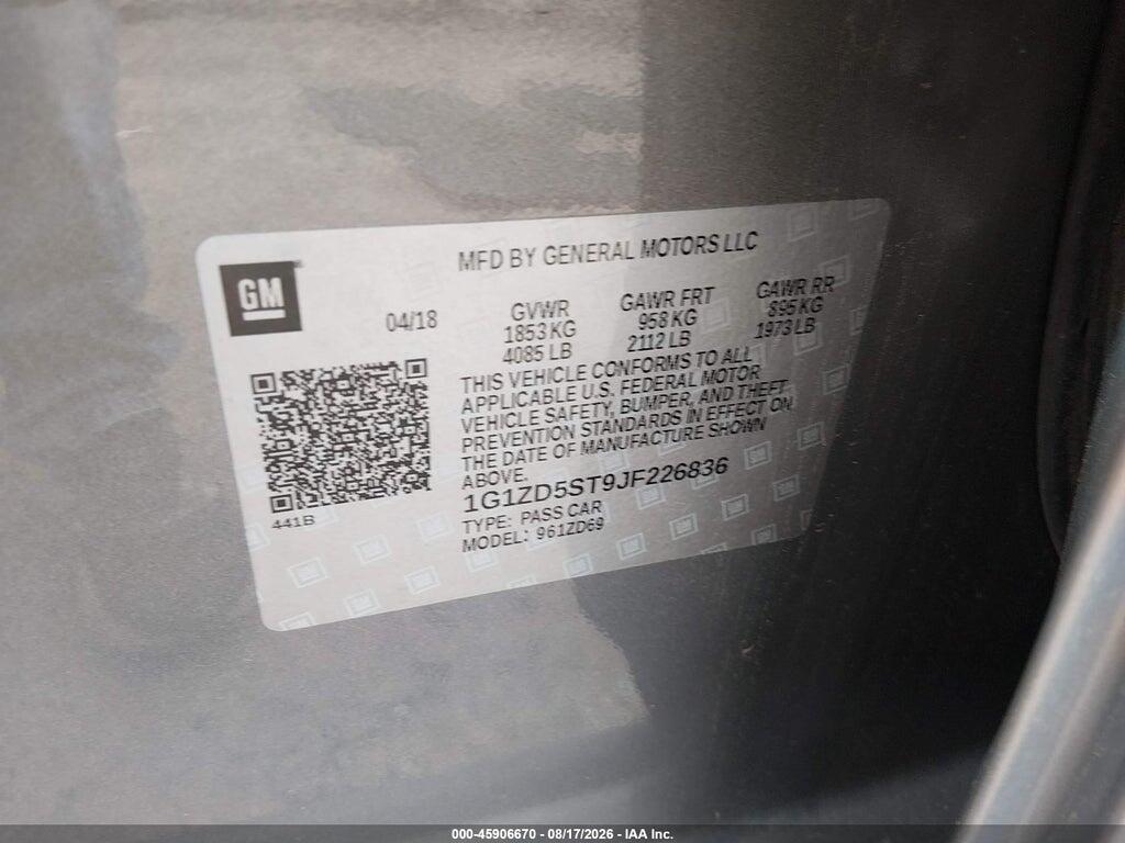 1G1ZD5ST9JF226836 2018 CHEVROLET MALIBU photo no. 9