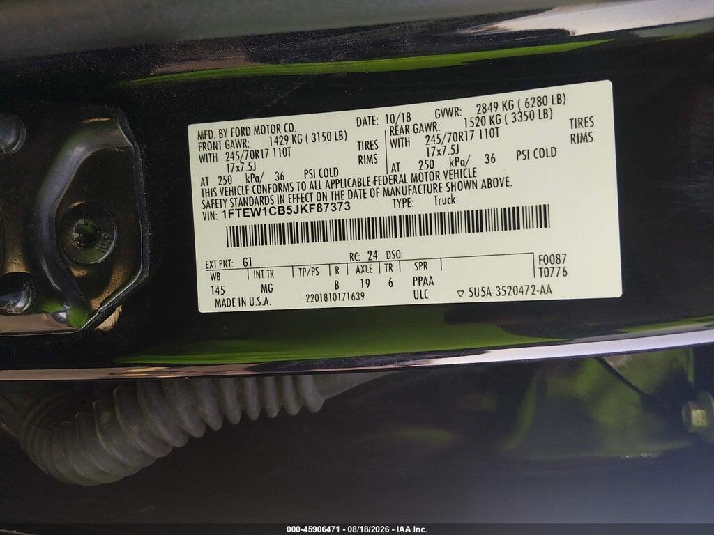1FTEW1CB5JKF87373 2018 FORD F-150 photo no. 9