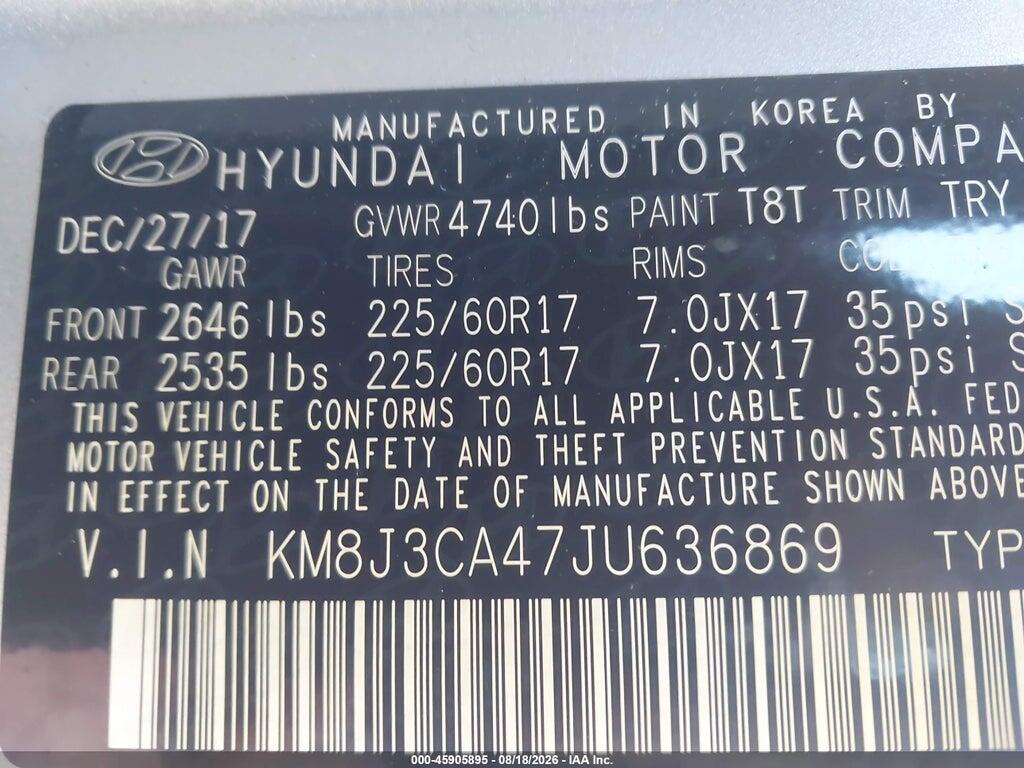 KM8J3CA47JU636869 2018 HYUNDAI TUCSON photo no. 9