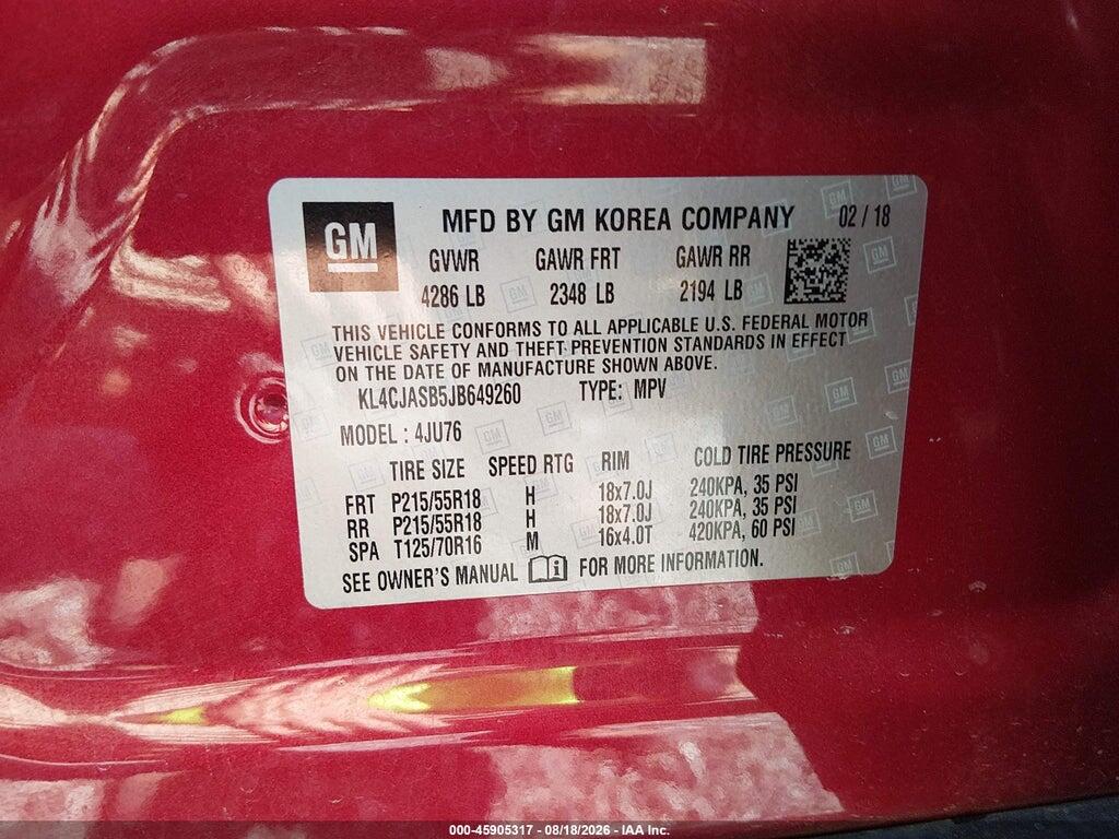 KL4CJASB5JB649260 2018 BUICK ENCORE photo no. 9