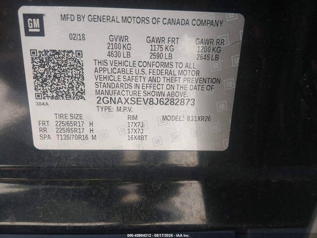2GNAXSEV8J6282873 2018 CHEVROLET EQUINOX photo no. 9