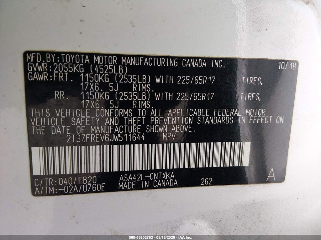 2T3ZFREV6JW511644 2018 TOYOTA RAV4 photo no. 9