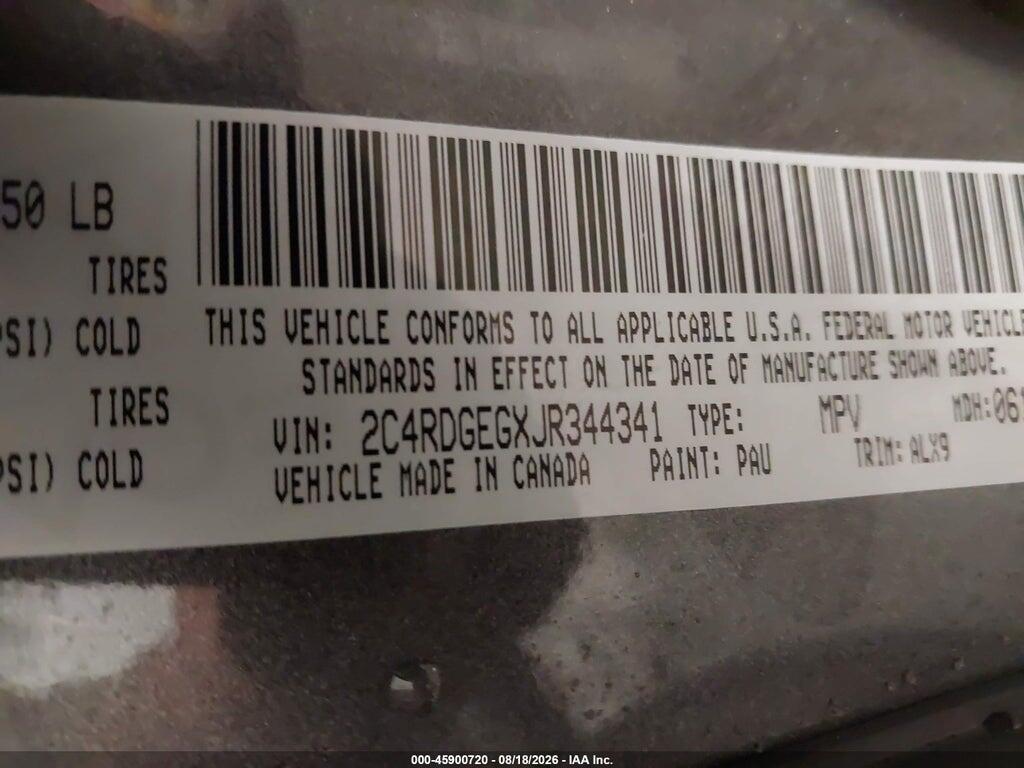 2C4RDGEGXJR344341 2018 DODGE GRAND CARAVAN photo no. 9