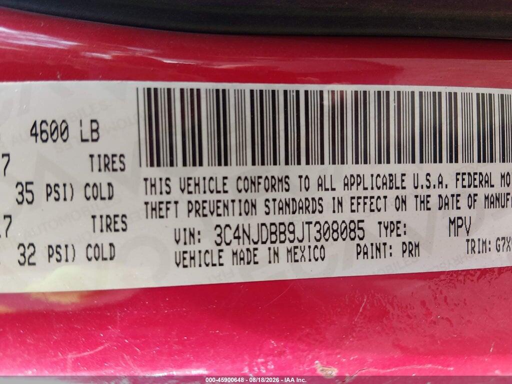 3C4NJDBB9JT308085 2018 JEEP COMPASS photo no. 9
