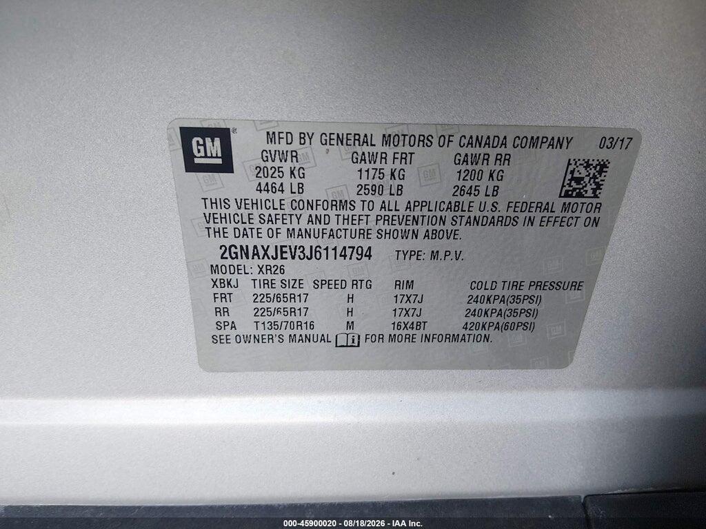 2GNAXJEV3J6114794 2018 CHEVROLET EQUINOX photo no. 9