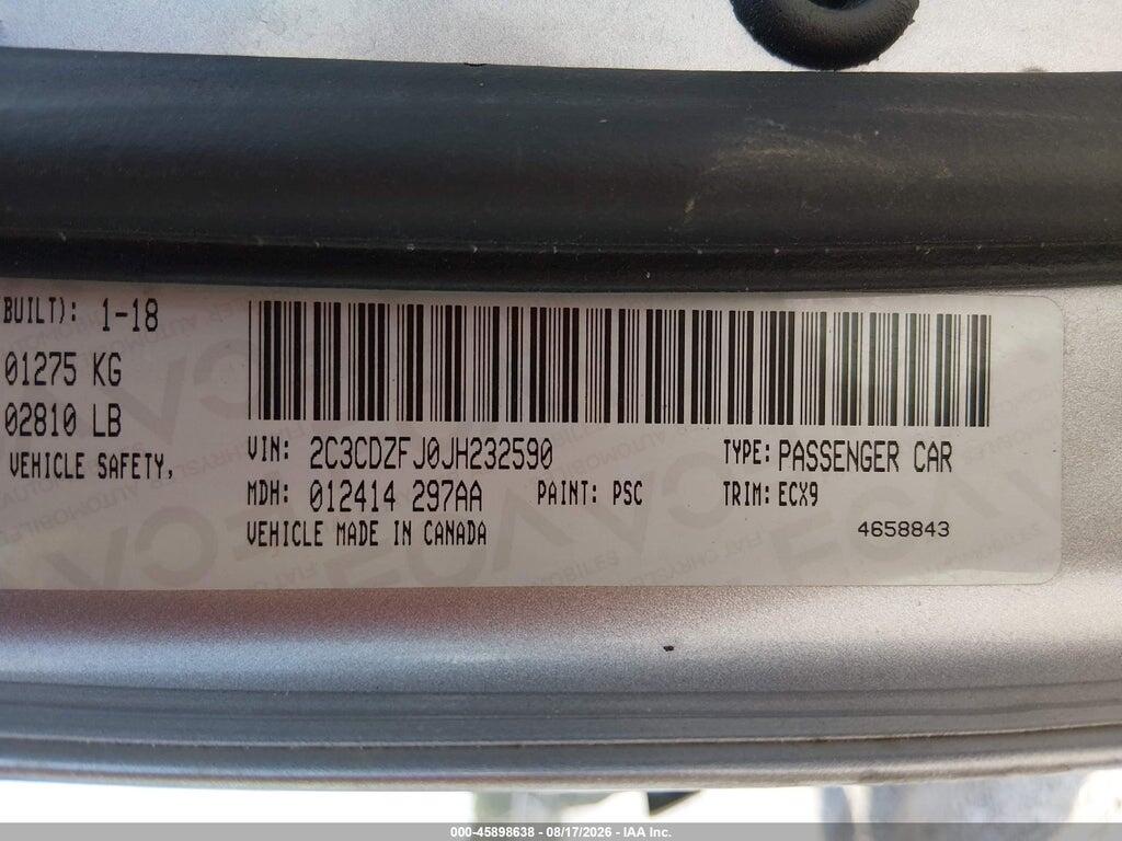 2C3CDZFJ0JH232590 2018 DODGE CHALLENGER photo no. 9