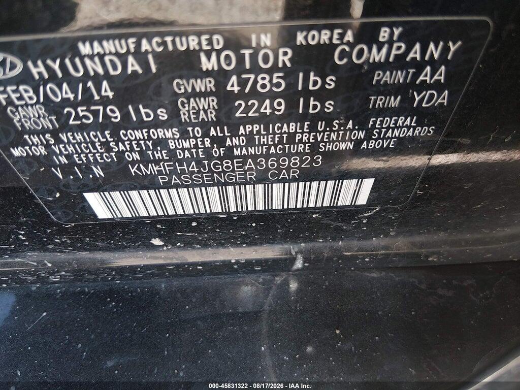 KMHFH4JG8EA369823 2014 HYUNDAI AZERA photo no. 9