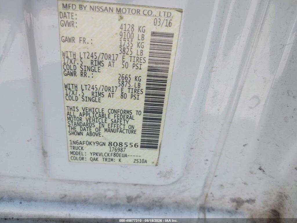 1N6AF0KY9GN808556 2016 NISSAN NV CARGO NV2500 HD photo no. 9
