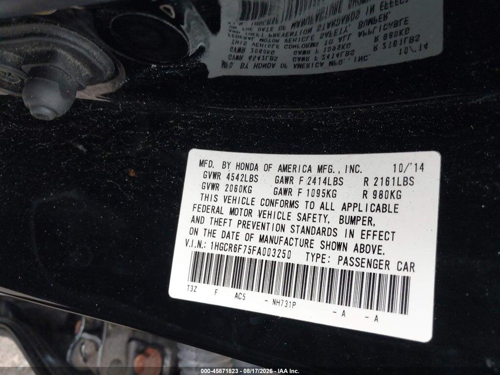 1HGCR6F75FA003250 2015 HONDA ACCORD HYBRID photo no. 9