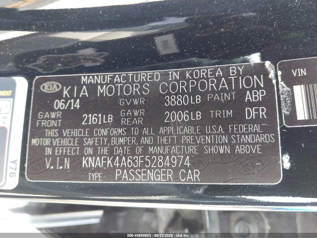 KNAFK4A63F5284974 2015 KIA FORTE photo no. 9