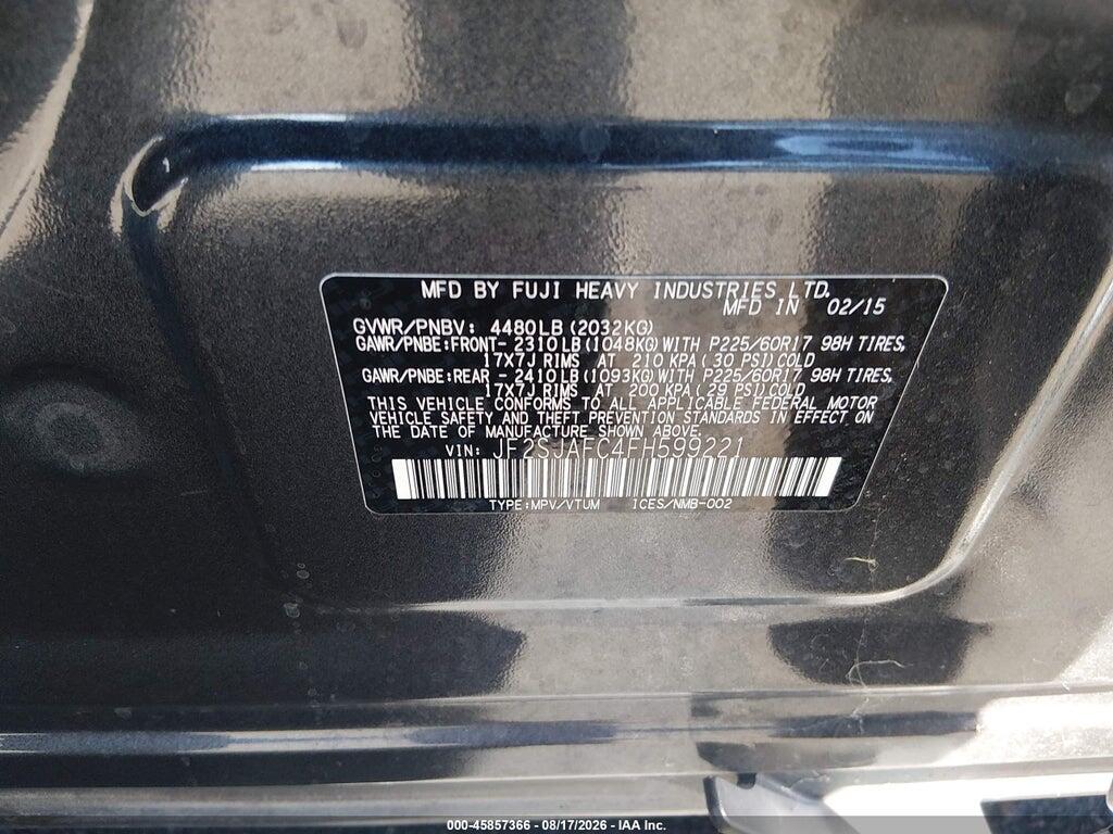 JF2SJAFC4FH599221 2015 SUBARU FORESTER photo no. 9