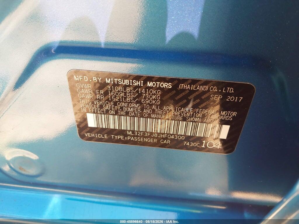 ML32F3FJ8JHF04300 2018 MITSUBISHI MIRAGE G4 photo no. 9