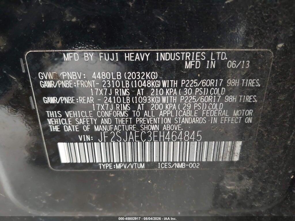 JF2SJAEC3EH464845 2014 SUBARU FORESTER photo no. 9