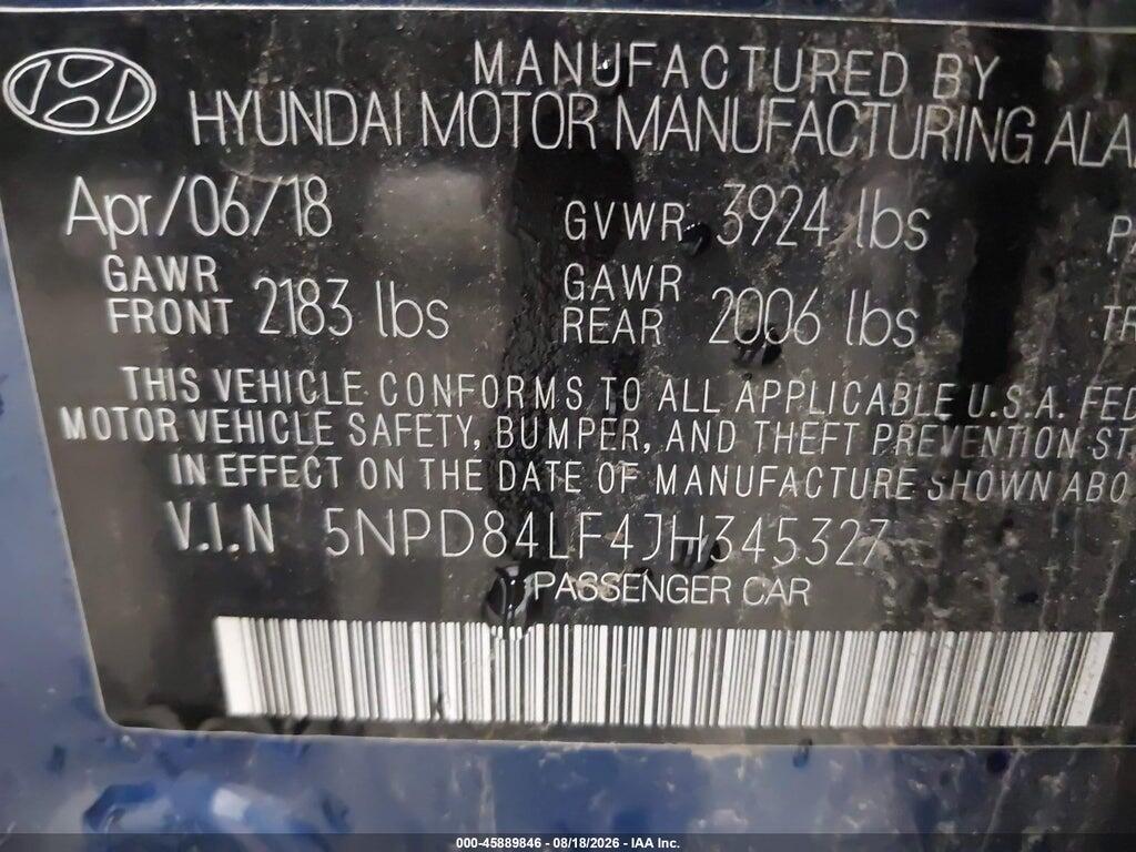 5NPD84LF4JH345327 2018 HYUNDAI ELANTRA photo no. 9