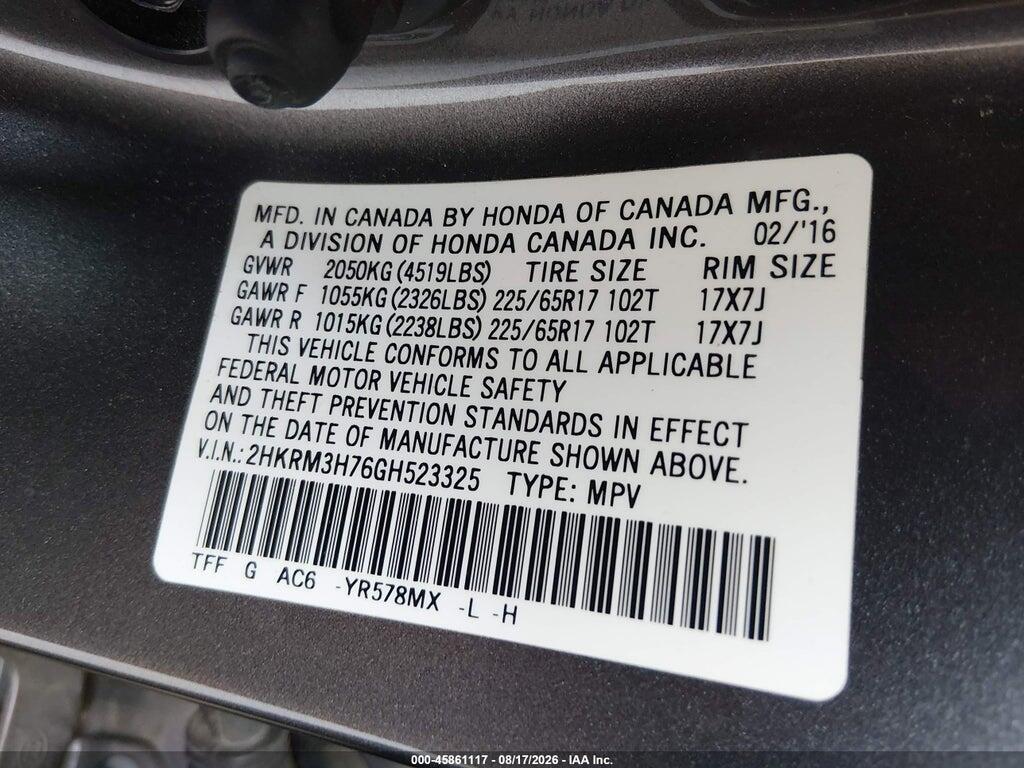 2HKRM3H76GH523325 2016 HONDA CR-V photo no. 9