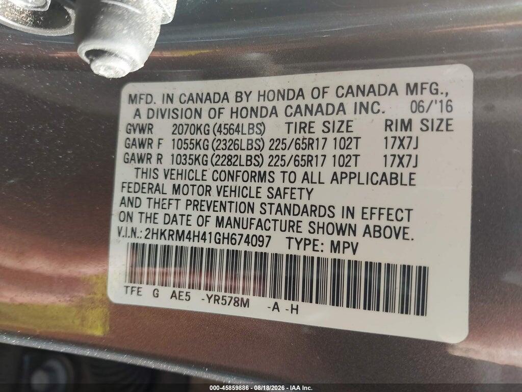 2HKRM4H41GH674097 2016 HONDA CR-V photo no. 9