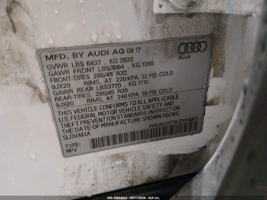 WA1AHAF76JD013900 2018 AUDI Q7 photo no. 9