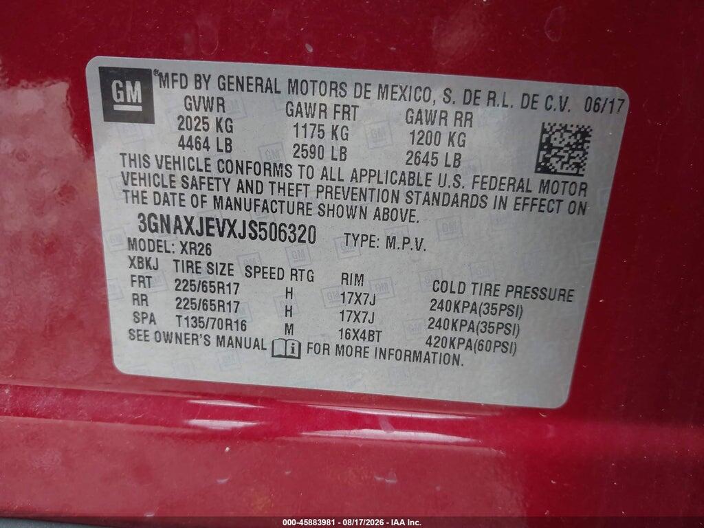 3GNAXJEVXJS506320 2018 CHEVROLET EQUINOX photo no. 9