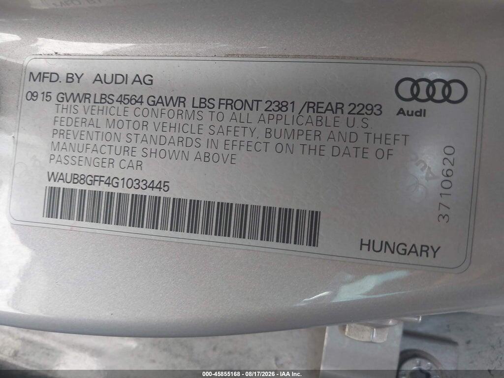 WAUB8GFF4G1033445 2016 AUDI A3 photo no. 9