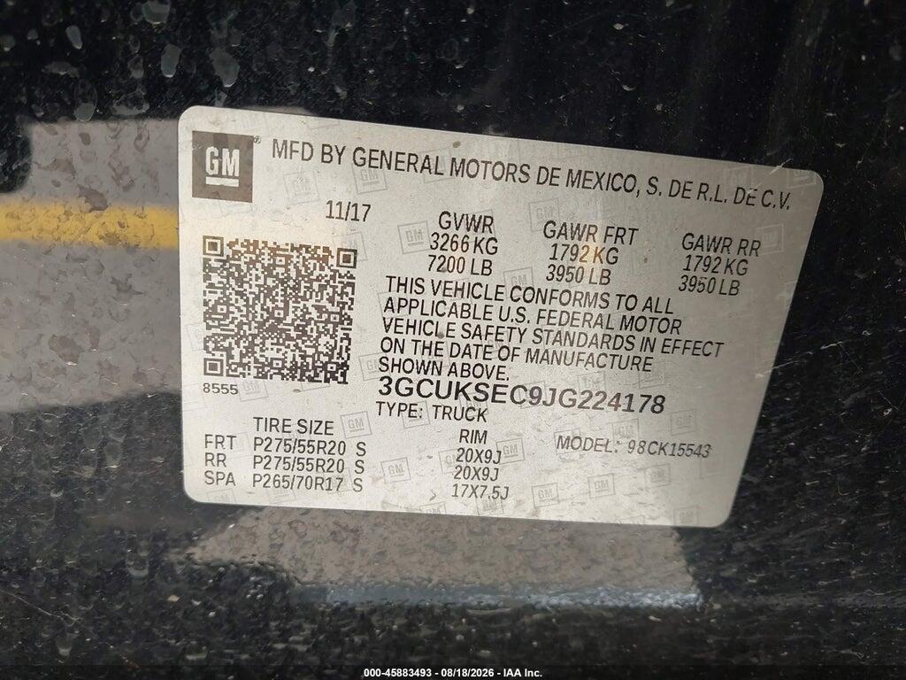 3GCUKSEC9JG224178 2018 CHEVROLET SILVERADO 1500 photo no. 9