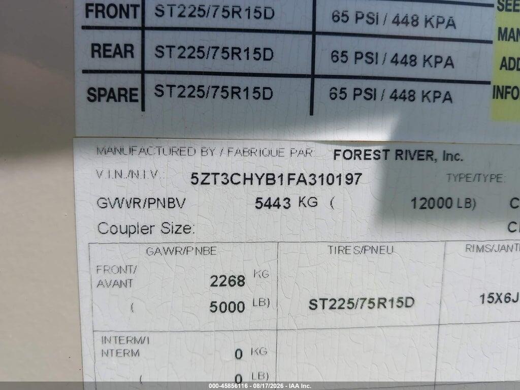 5ZT3CHYB1FA310197 2015 FOREST RIVER CHAPARRAL photo no. 9