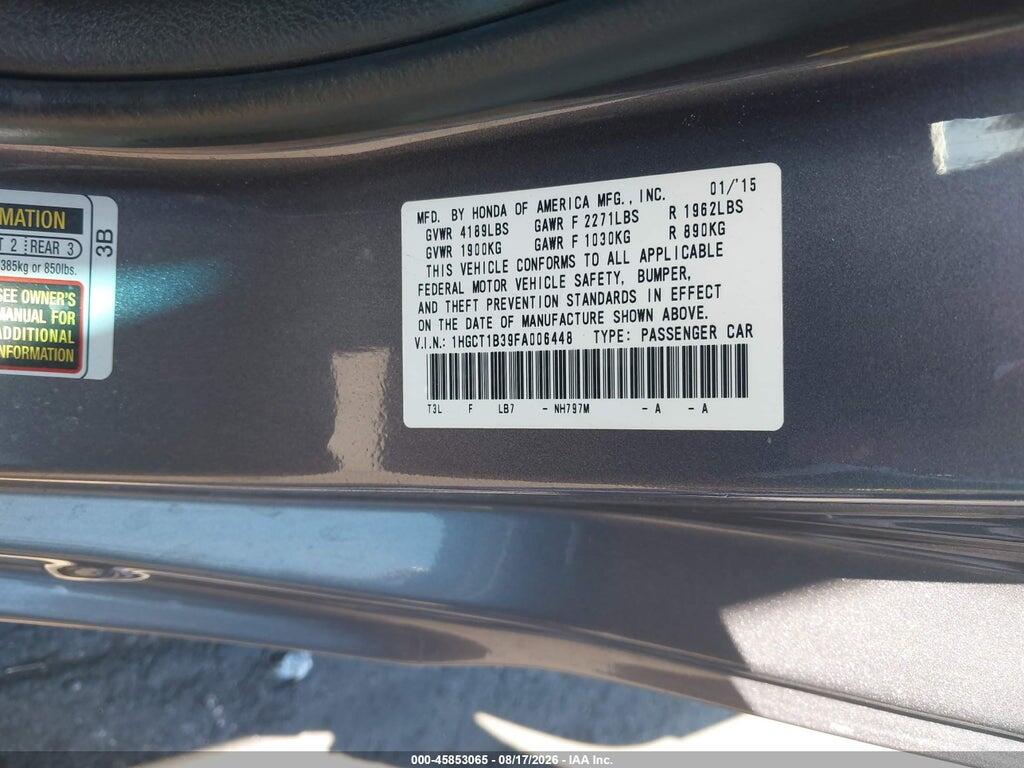1HGCT1B39FA006448 2015 HONDA ACCORD photo no. 9