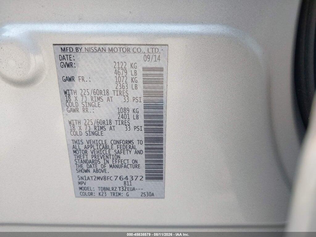 5N1AT2MV8FC764372 2015 NISSAN ROGUE photo no. 9