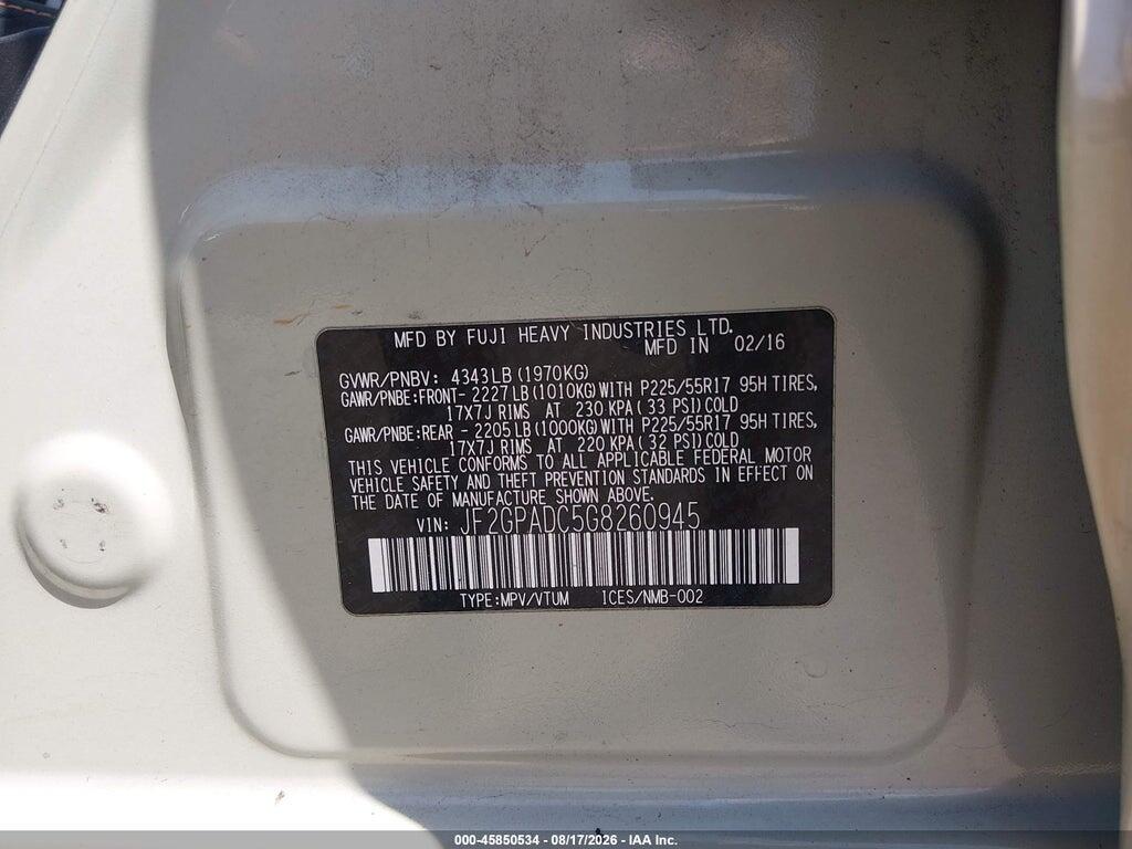 JF2GPADC5G8260945 2016 SUBARU CROSSTREK photo no. 9