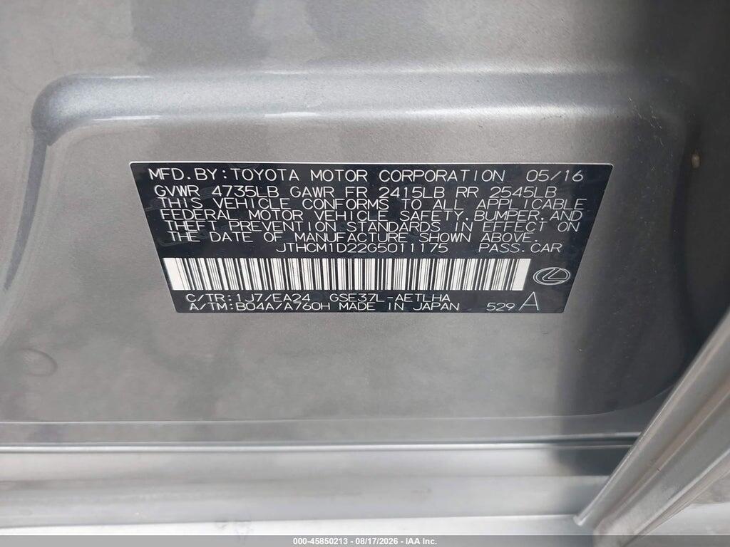JTHCM1D22G5011175 2016 LEXUS IS 300 photo no. 9