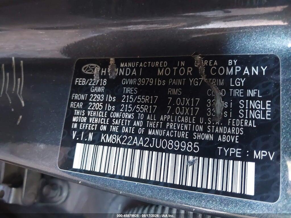 KM8K22AA2JU089985 2018 HYUNDAI KONA photo no. 9