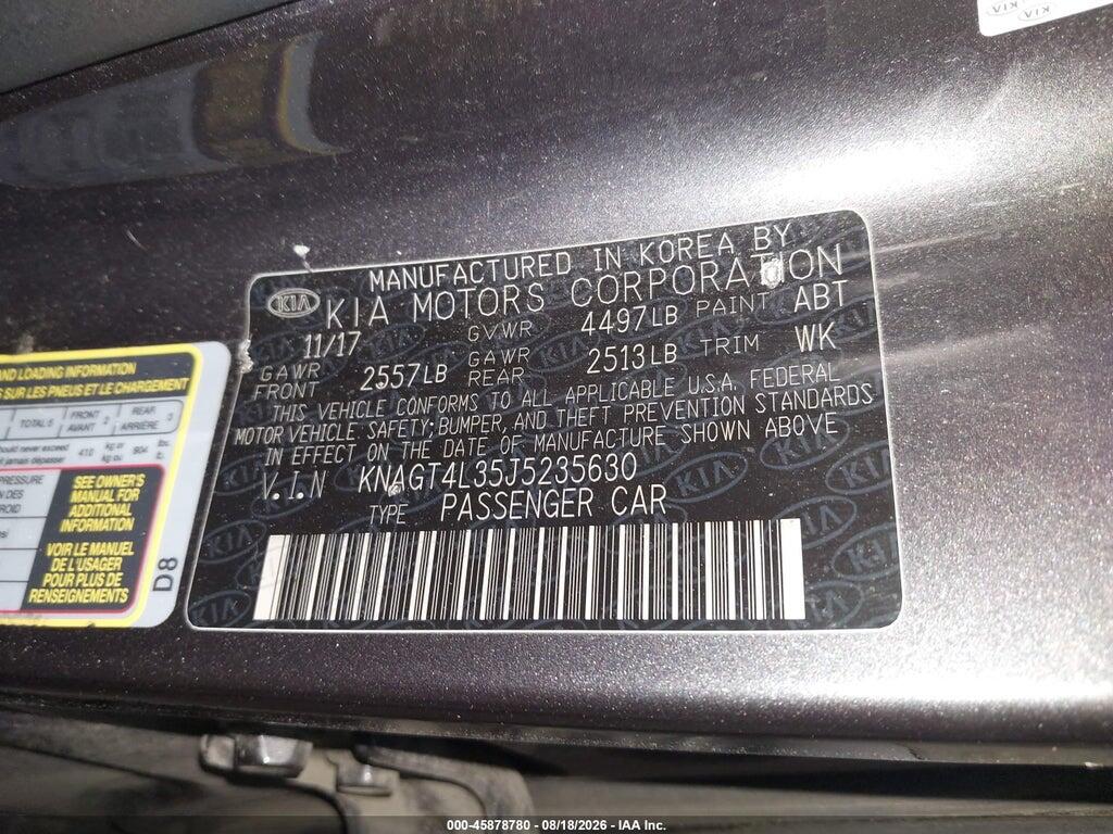 KNAGT4L35J5235630 2018 KIA OPTIMA photo no. 9