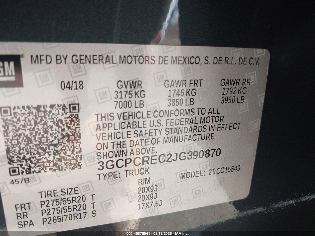 3GCPCREC2JG390870 2018 CHEVROLET SILVERADO 1500 photo no. 9