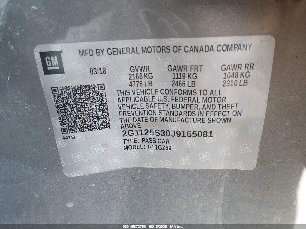 2G1125S30J9165081 2018 CHEVROLET IMPALA photo no. 9