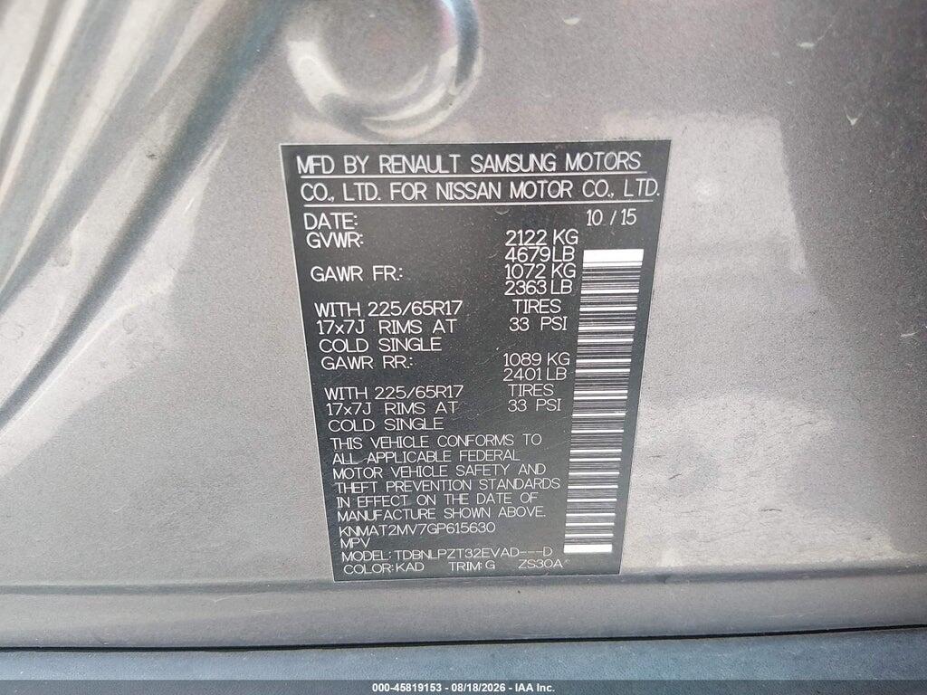 KNMAT2MV7GP615630 2016 NISSAN ROGUE photo no. 9