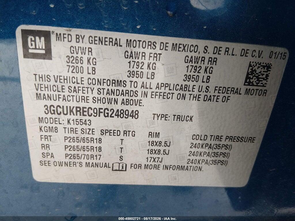 3GCUKREC9FG248948 2015 CHEVROLET SILVERADO 1500 photo no. 9