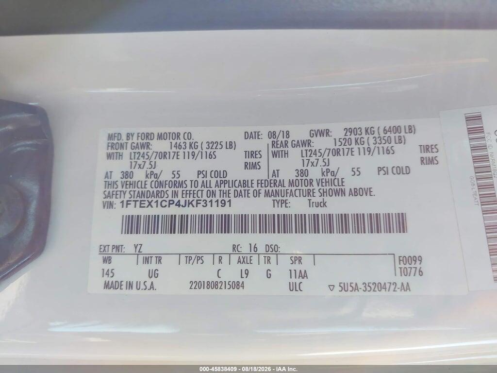 1FTEX1CP4JKF31191 2018 FORD F-150 photo no. 9