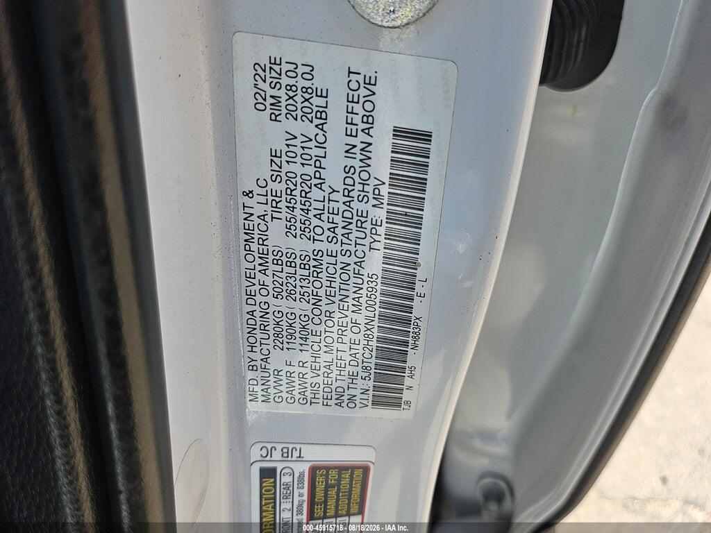 5J8TC2H8XNL005935 2022 ACURA RDX photo no. 9