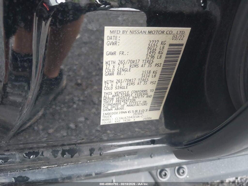 1N6ED1EJ9NN658103 2022 NISSAN FRONTIER photo no. 9
