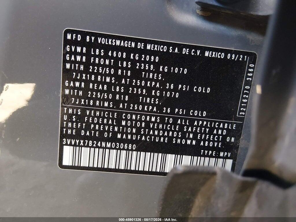 3VVYX7B24NM030680 2022 VOLKSWAGEN TAOS photo no. 9
