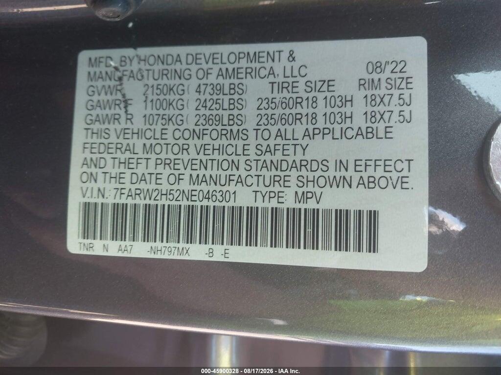 7FARW2H52NE046301 2022 HONDA CR-V photo no. 9