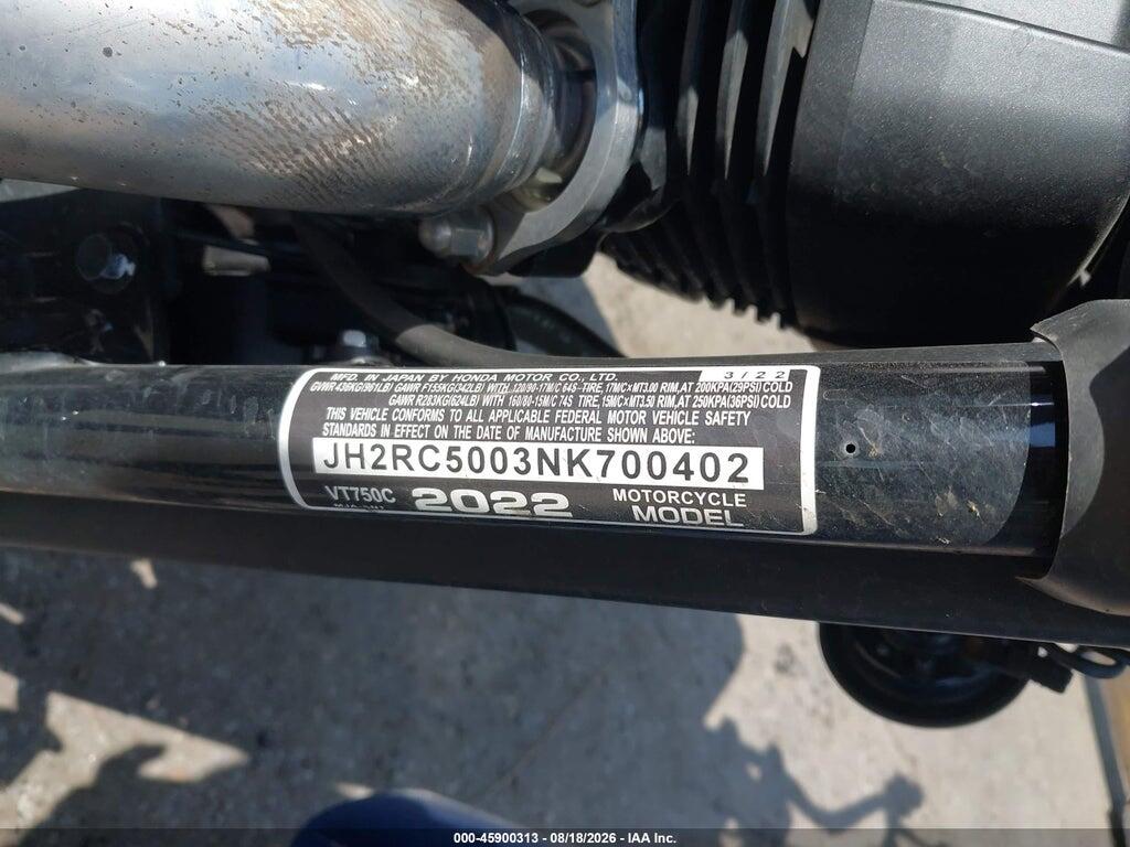 JH2RC5003NK700402 2022 HONDA VT750 photo no. 10