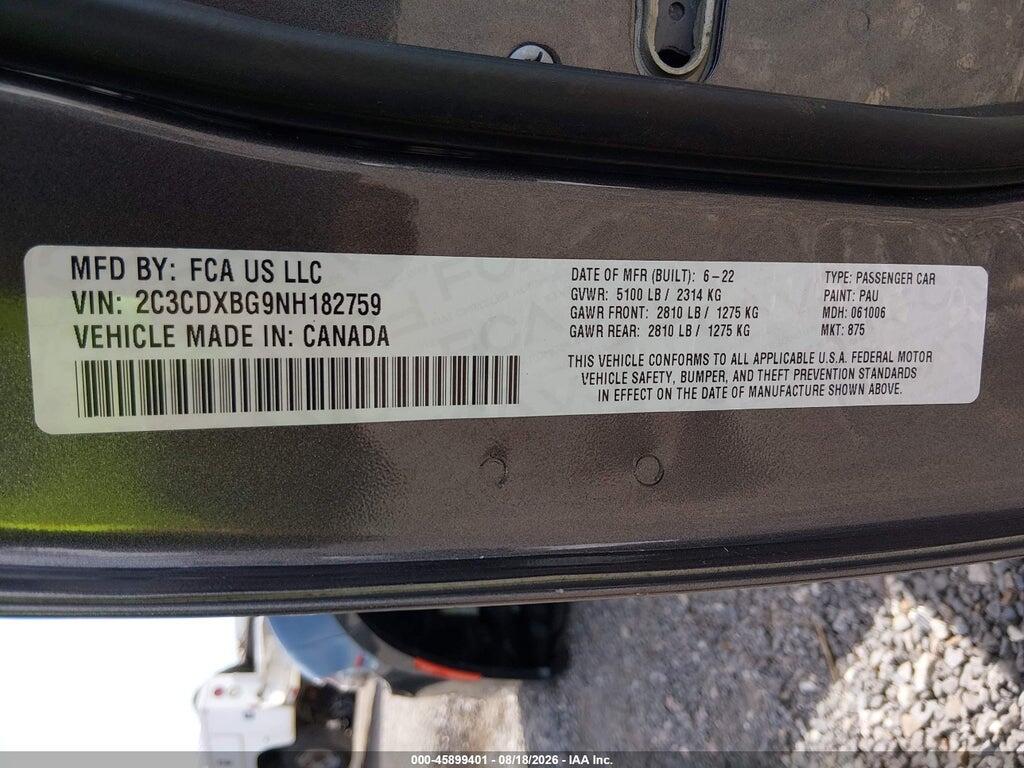 2C3CDXBG9NH182759 2022 DODGE CHARGER photo no. 9